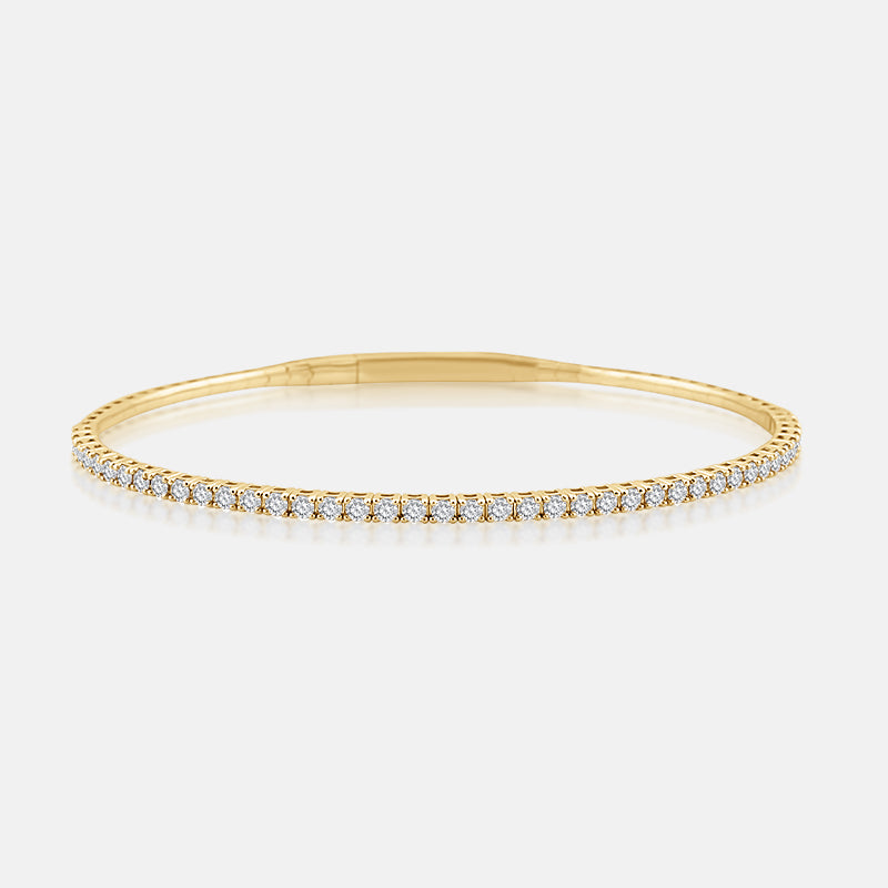 1 Carat Flexible Diamond Bangle in 14 karat yellow gold
