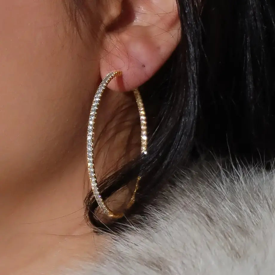 14 Karat Yellow Gold with 3.97 Carat Hoop Earrings