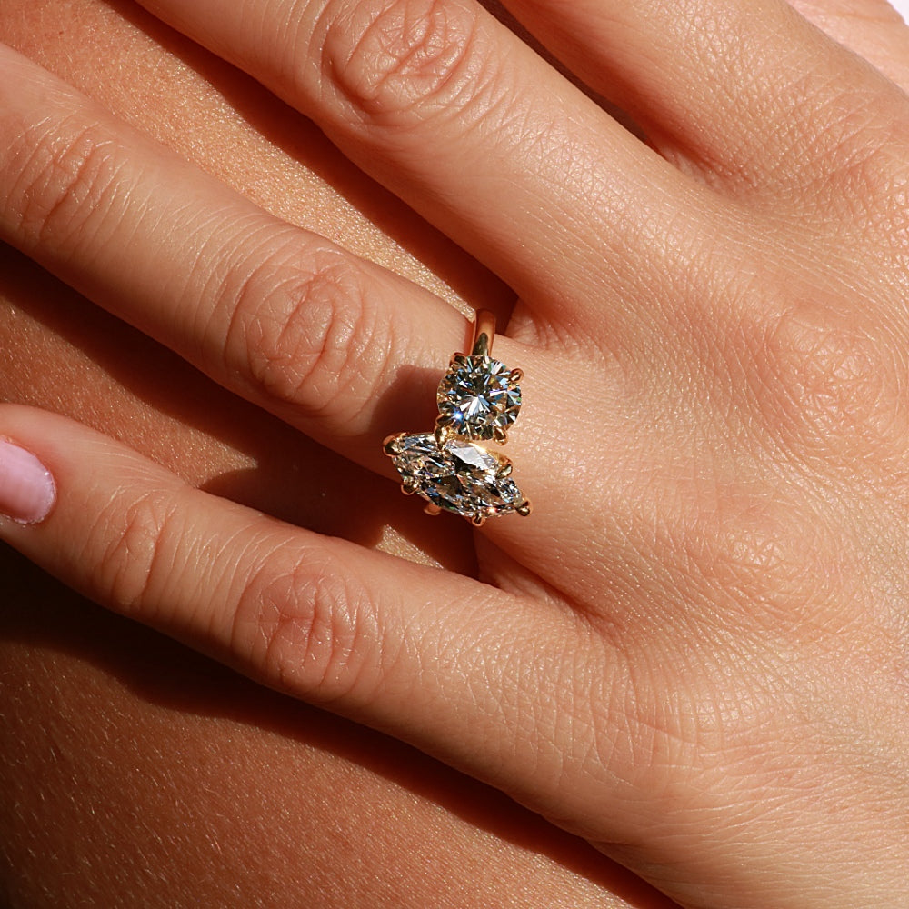 Toi Et Moi Round and Marquise Engagement Ring