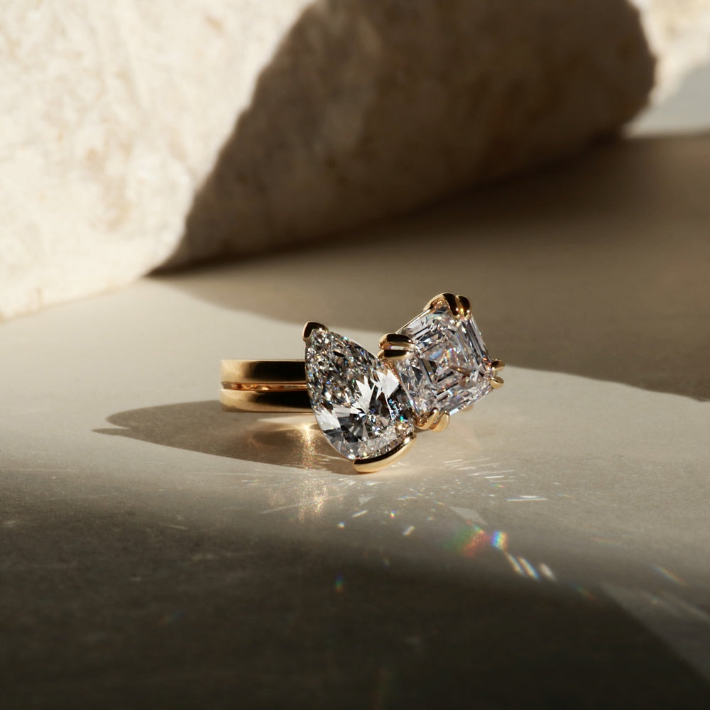 Masina Diamonds Amie ring with pear & emerald cut diamonds