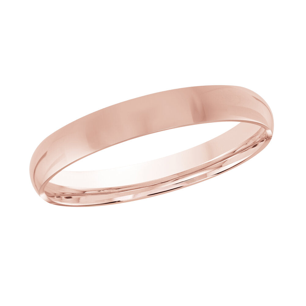 10K Gold Dome Wedding Band - Pink - 2mm