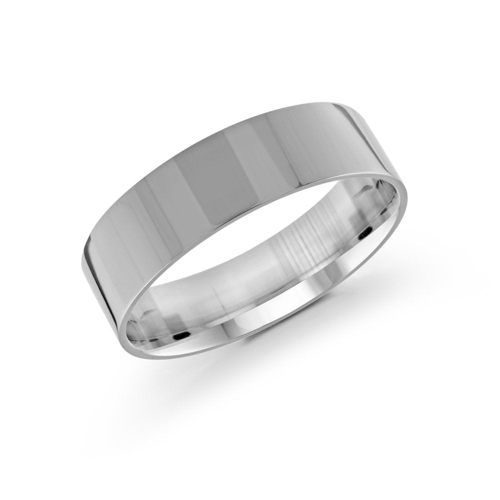 Half Round Wedding Band - White - 6mm