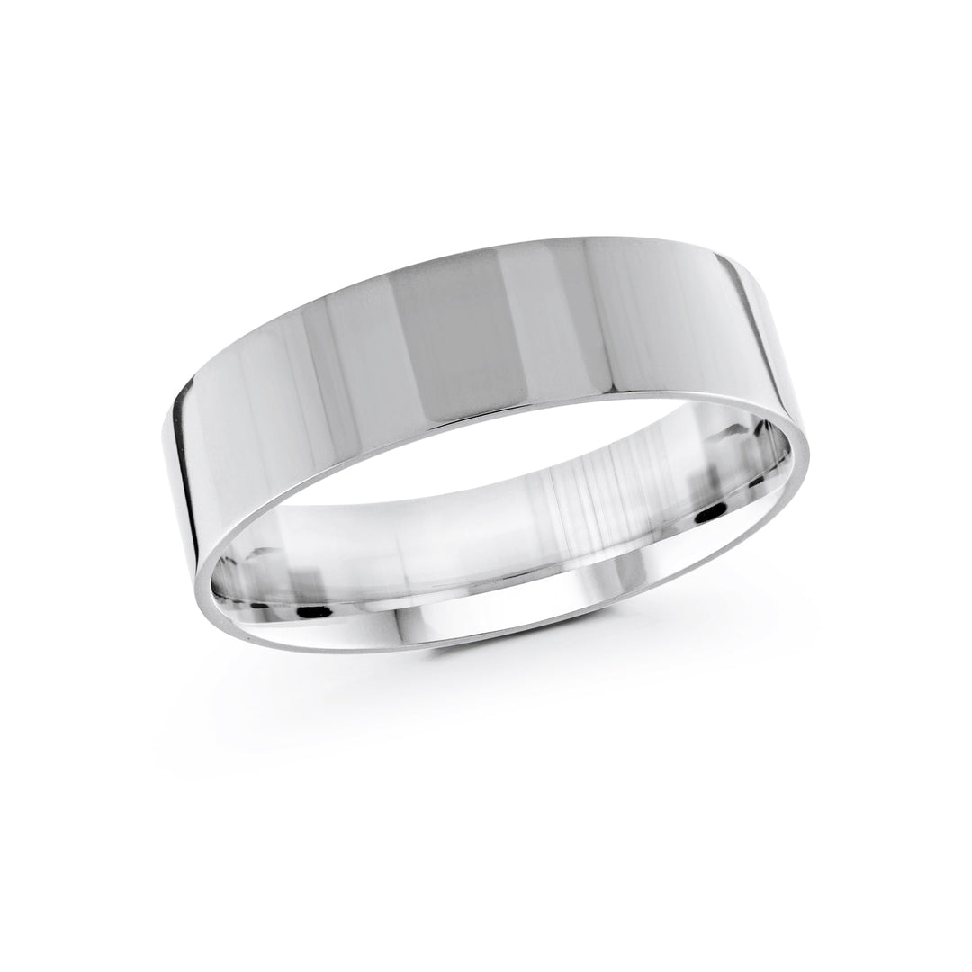 6mm 18K White Plain Band