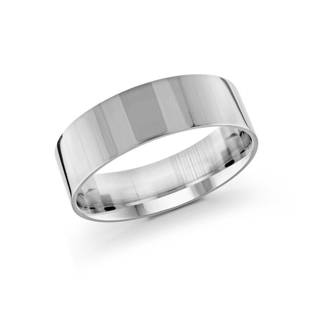Half Round Wedding Band - White - 7mm