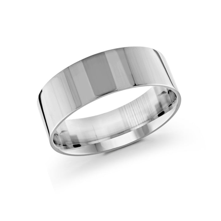 Half Round Wedding Band - White - 8mm