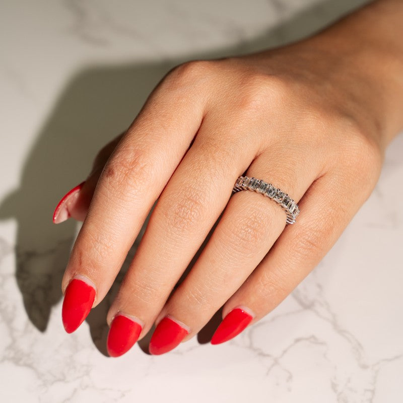 Emerald Diamond Eternity Band with 3.63 Carat of Diamonds in 14 Karat White Gold