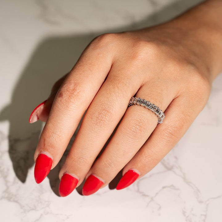 Emerald Diamond Eternity Band with 3.63 Carat of Diamonds in 14 Karat White Gold