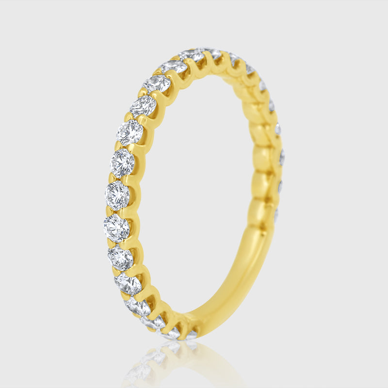 14k Yellow Gold Ladies Wedding Band with .93 Carats Diamonds