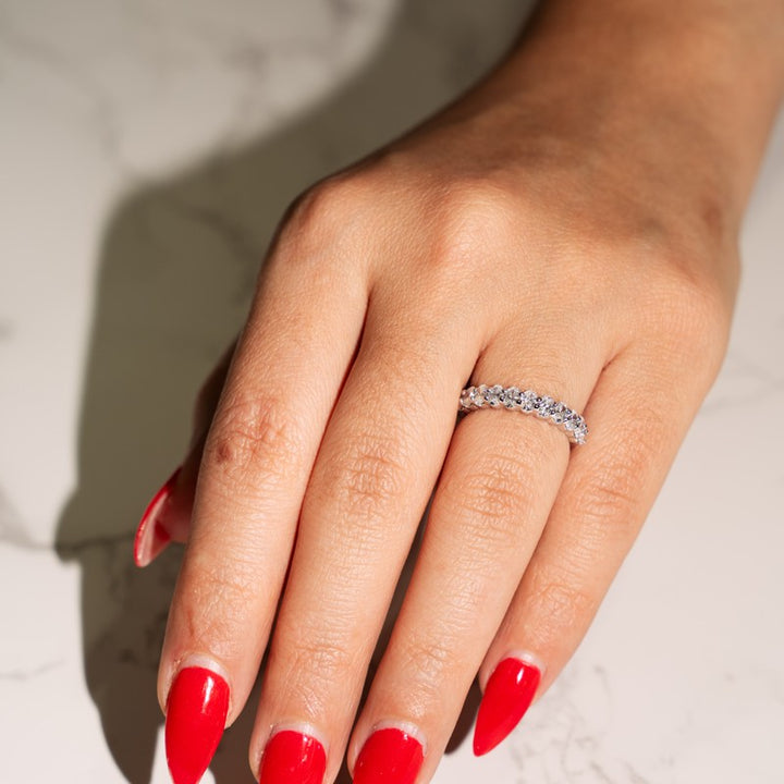 Half Eternity Oval Diamond Band with 1.10 carats in 14K White Gold