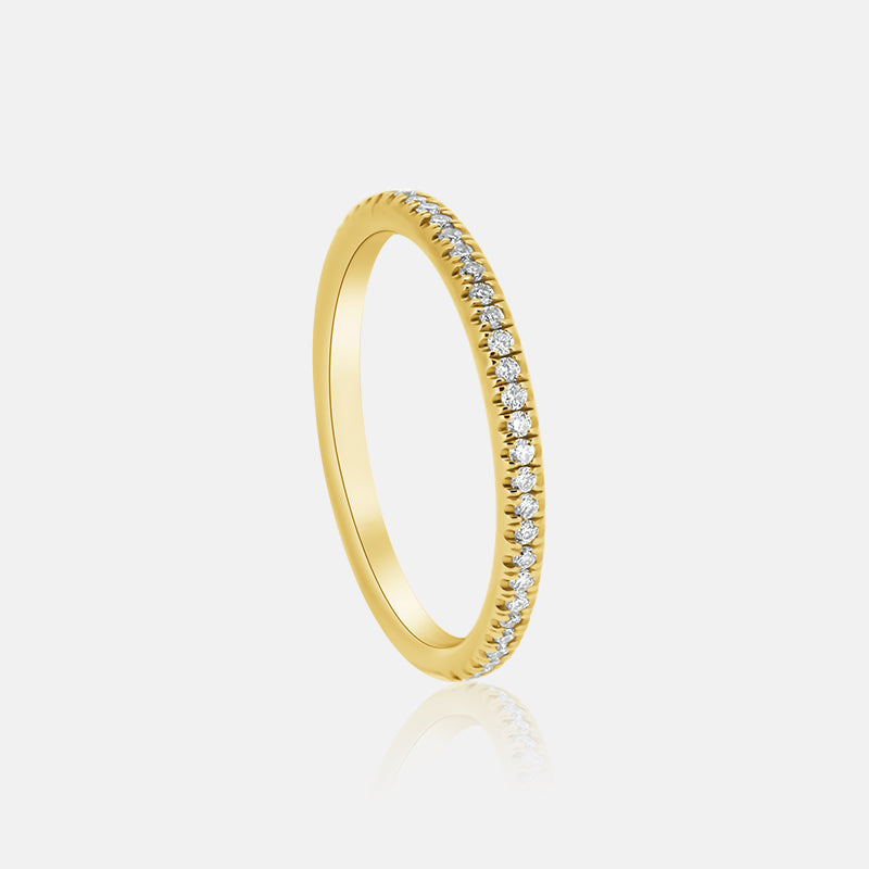 pave diamond wedding ring in yellow gold