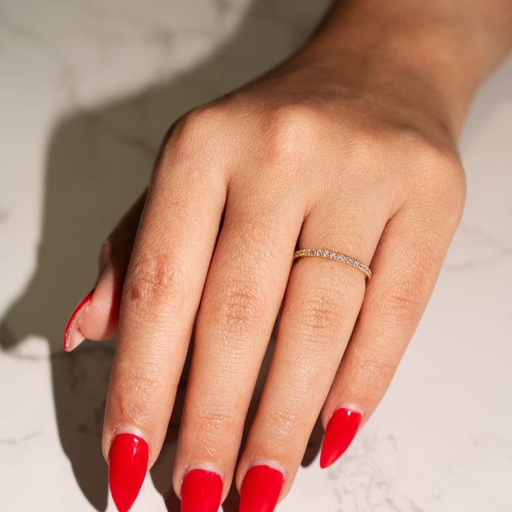 Pavé diamond band with .33 carat of natural diamonds in 14 Karat Yellow Gold