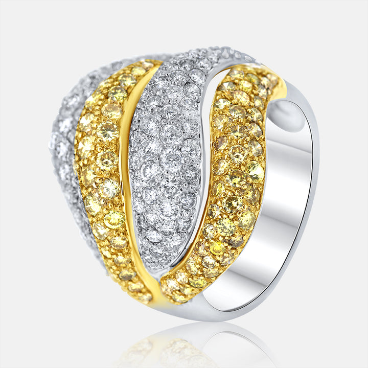 yellow and white diamond cocktail ring