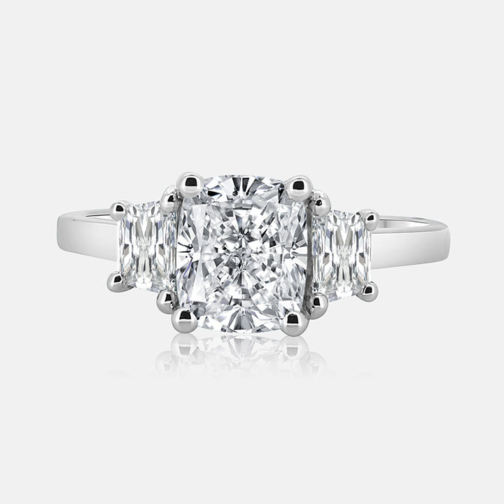 Setah Three Stone Engagement Ring (Cushion Cut and Trapezoid)