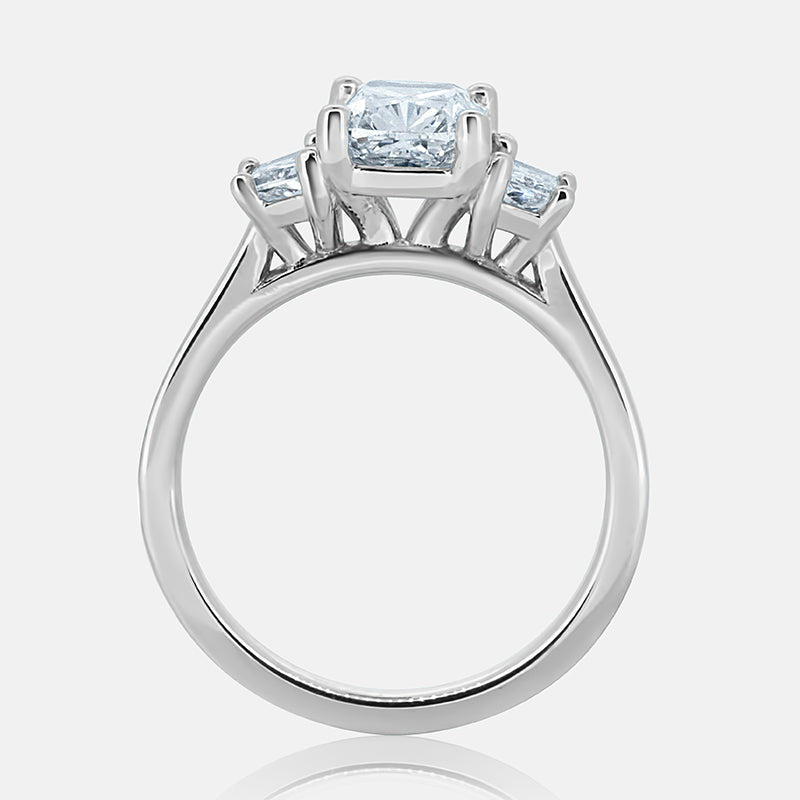 Setah Three Stone Engagement Ring (Cushion Cut and Trapezoid)