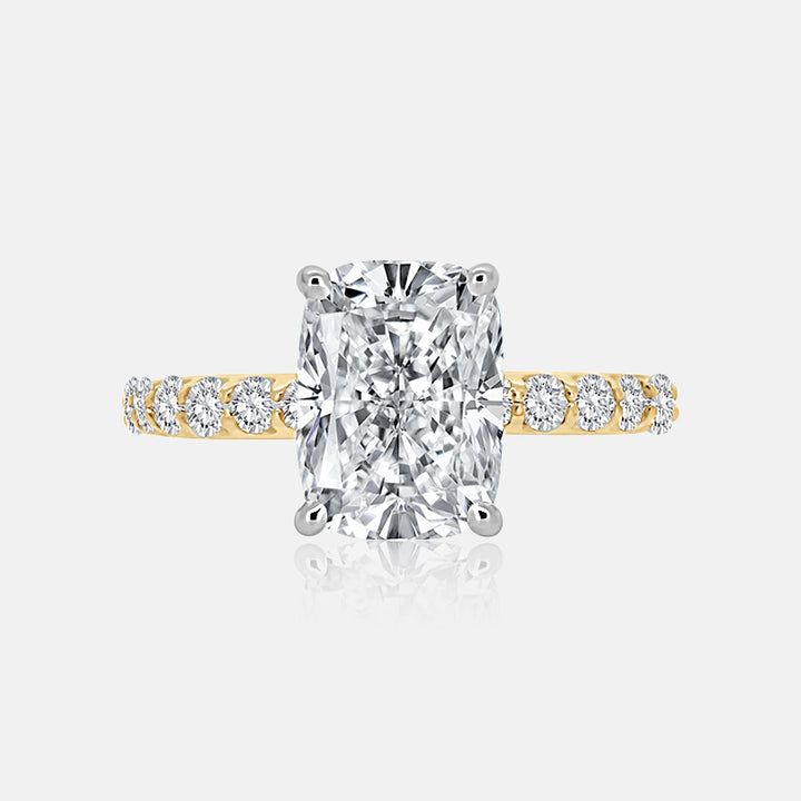 Masina Diamonds Aurora ring with radiant cut diamond on yellow gold band.
