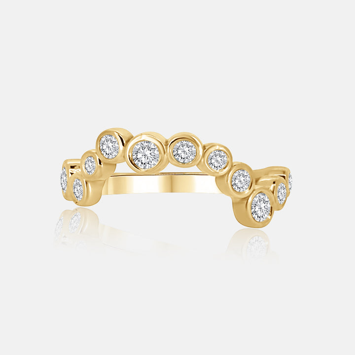 contour bezel set diamond wedding ring
