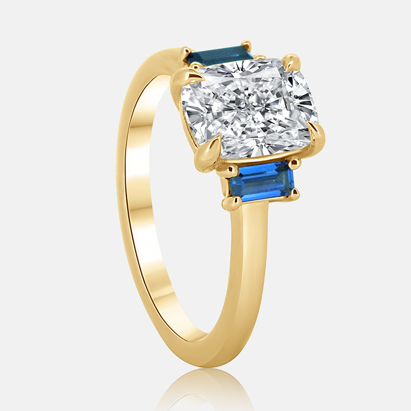 Seta (Cushion and Sapphire) Engagement Ring