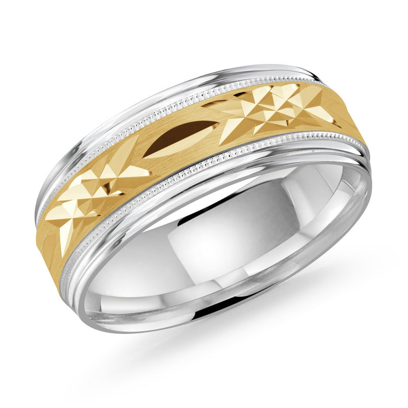 M3-007 Platinum - White / Yellow Gold 8mm Satin