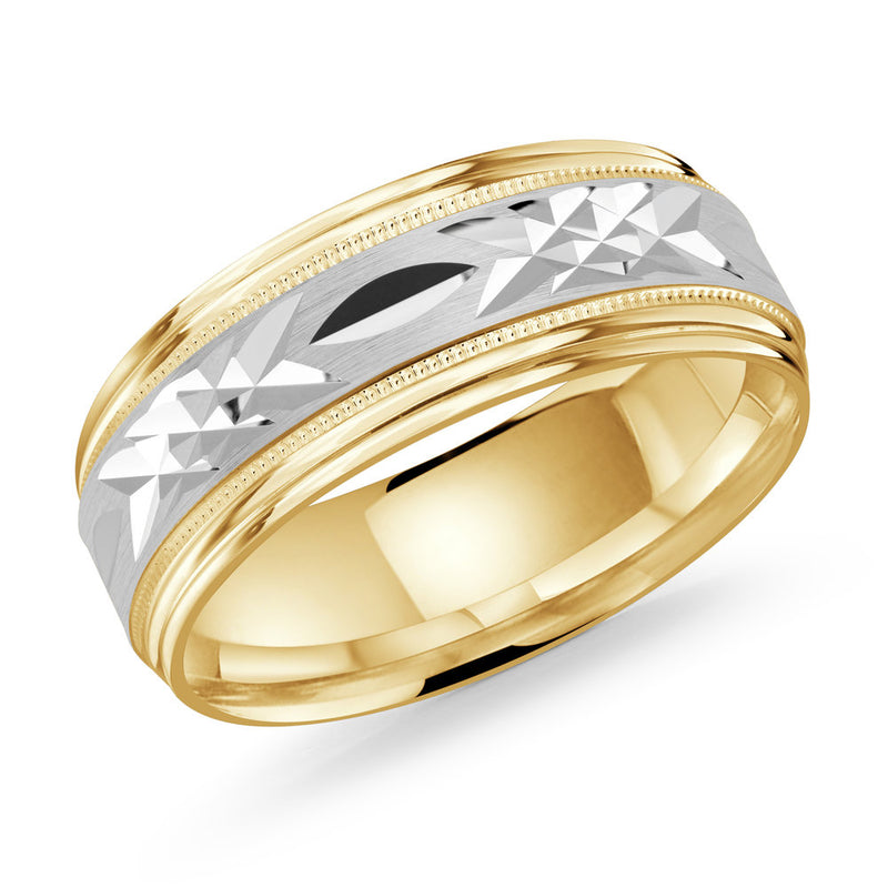 M3-007 10K - Yellow / White Gold 8mm Satin