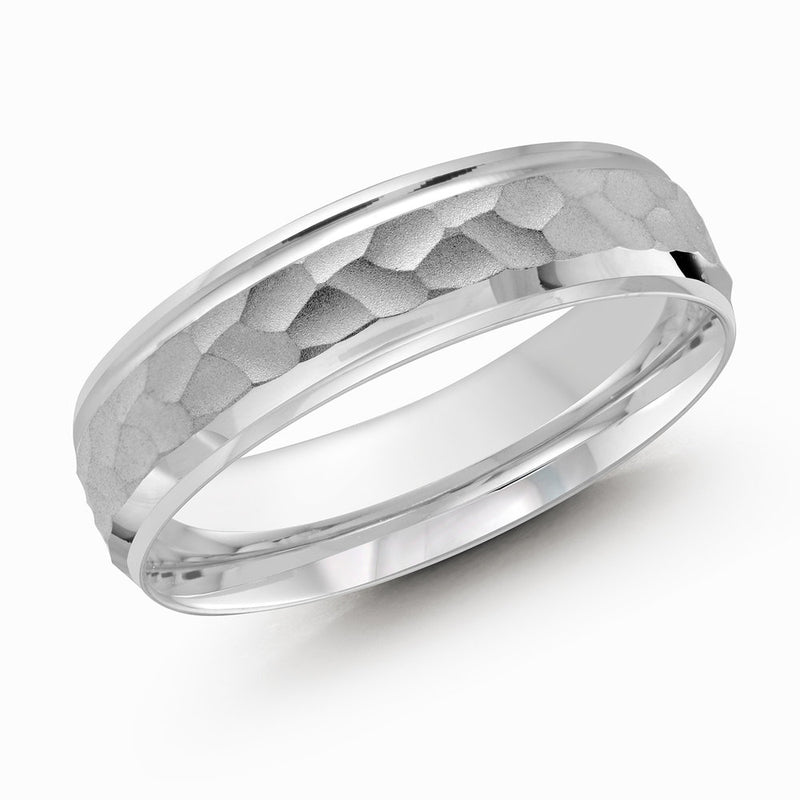 M3-082 Platinum - White Gold 6mm Hammered