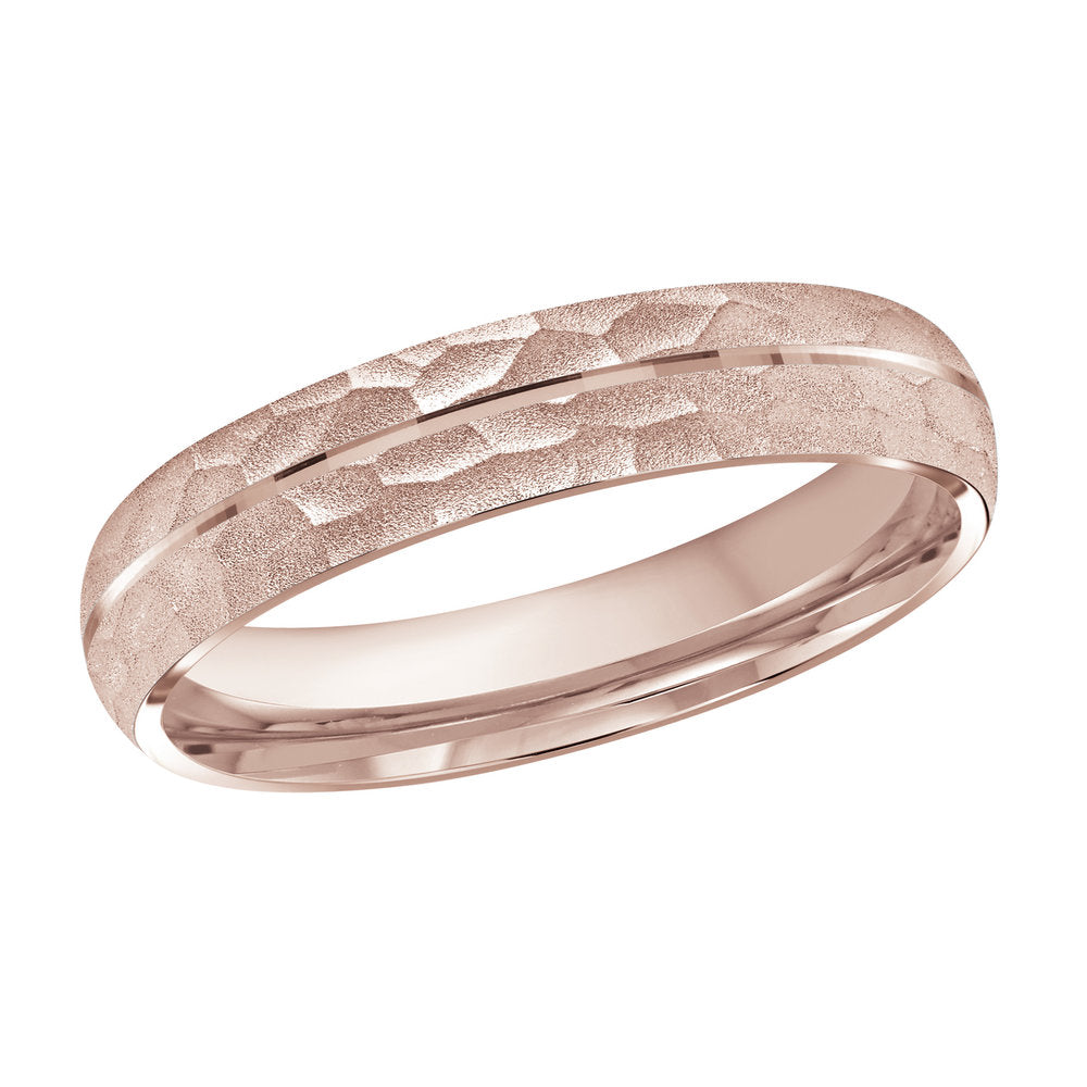 M3-098 18K - Pink Gold 4mm Hammered