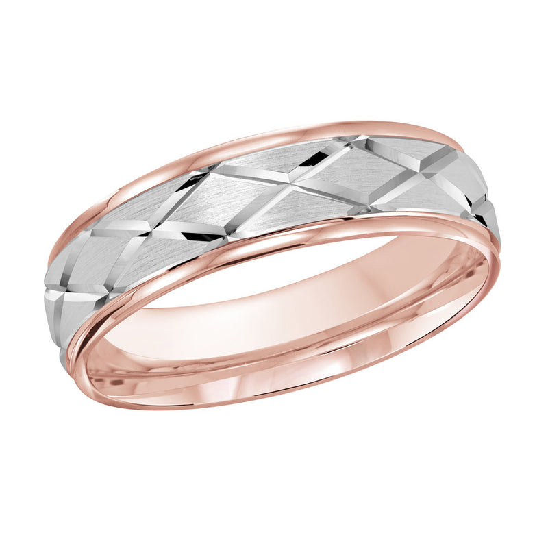 M3-111 14K - Pink / White Gold 6mm Satin