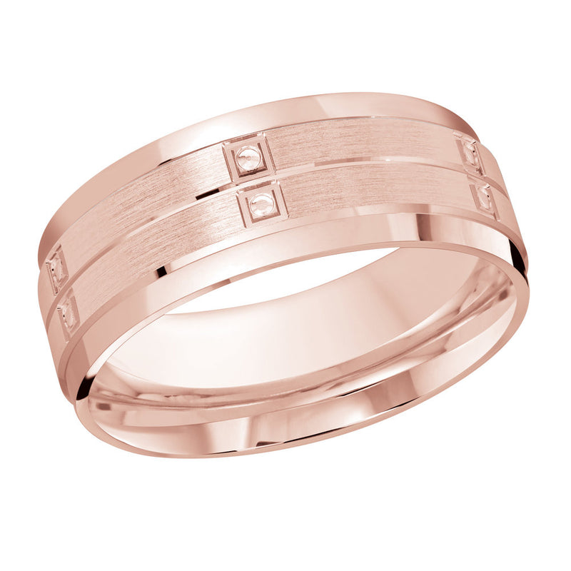 M3-1202 18K - Pink Gold 8mm Satin