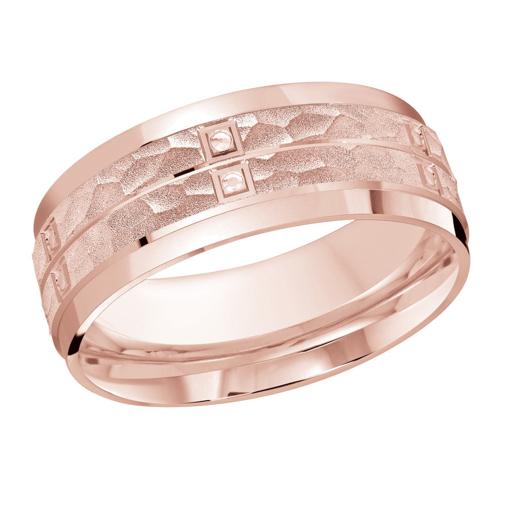 M3-1202 18K - Pink Gold 8mm Hammered