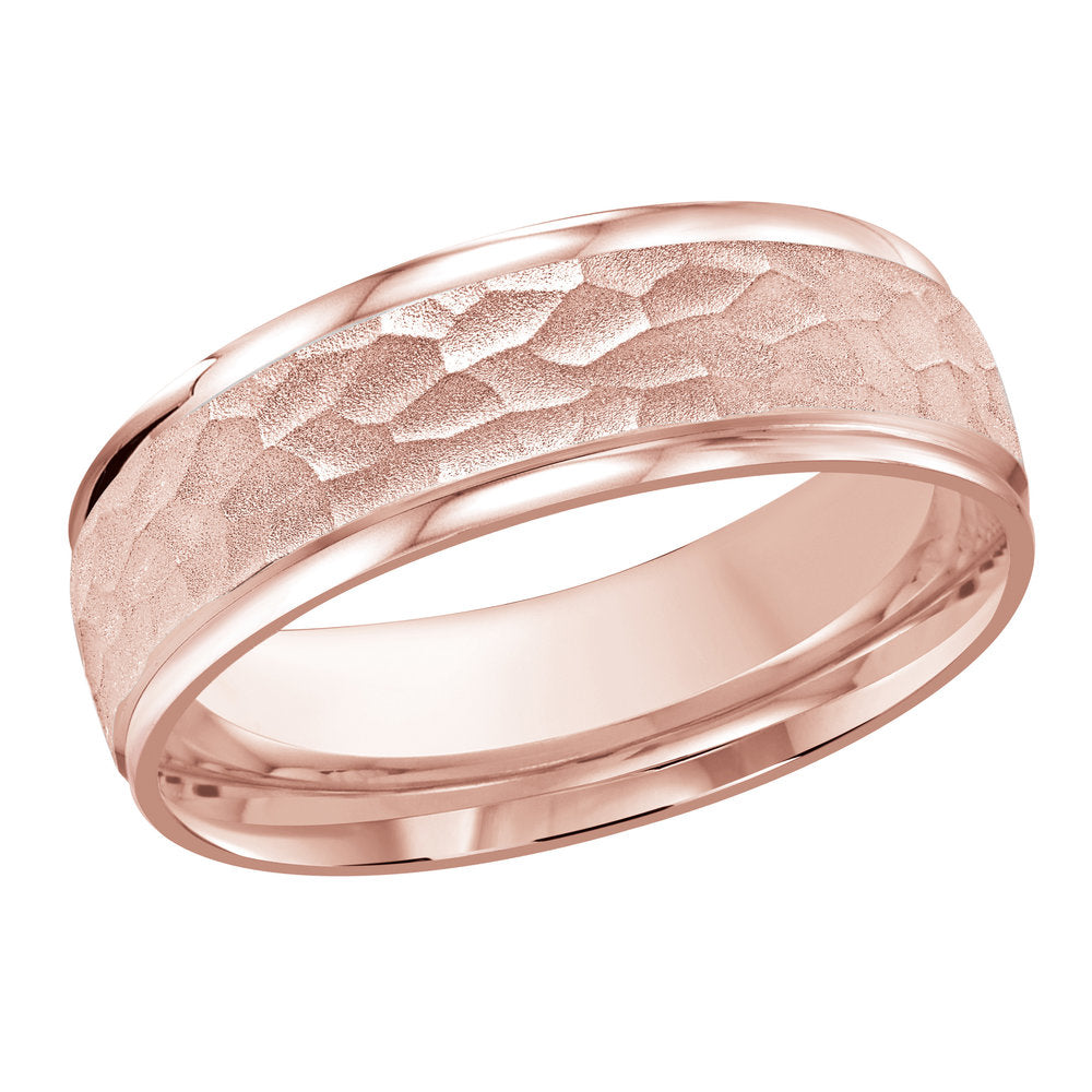 M3-1223 14K - Pink Gold 7mm Hammered