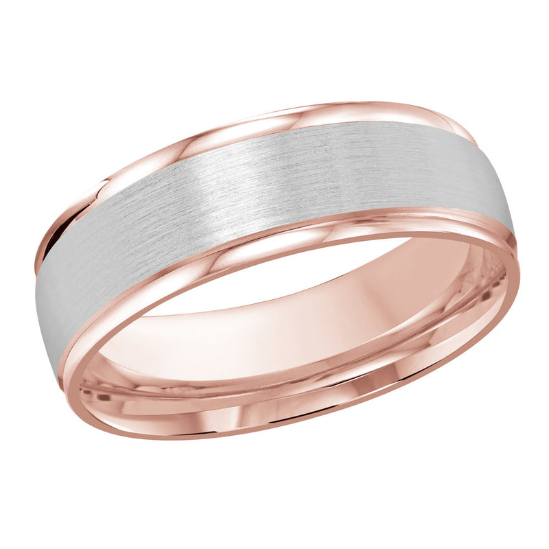 M3-1223 18K - Pink / White Gold 7mm Satin