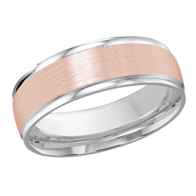 M3-1223 Platinum - White / Pink Gold 7mm Satin