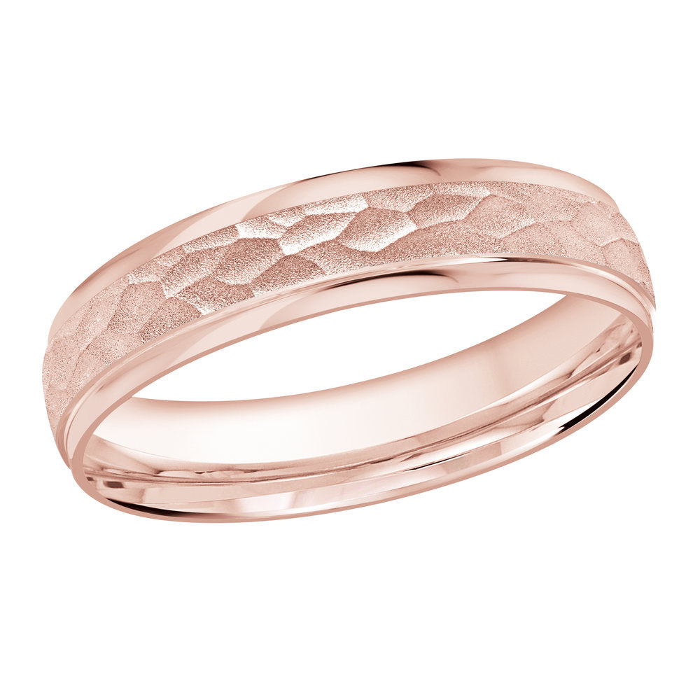 M3-1226 18K - Pink Gold 4mm Hammered