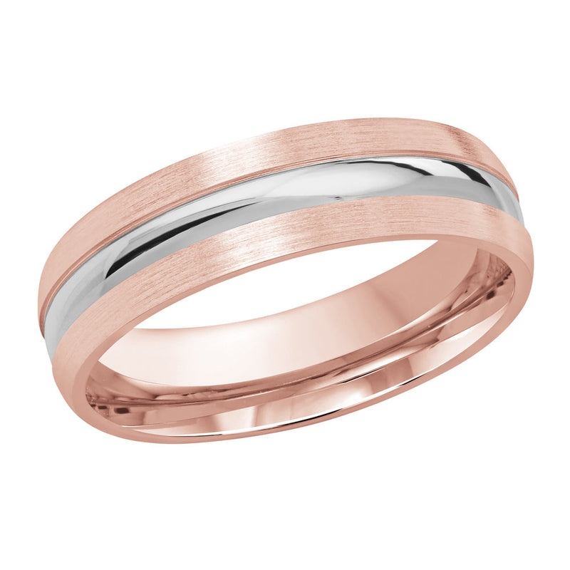 M3-245 18K - Pink / White Gold 6mm Satin