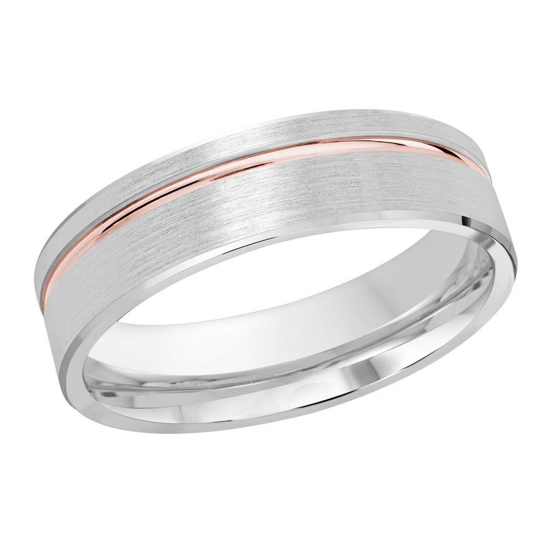 M3-281 Platinum - White / Pink Gold 6mm Satin