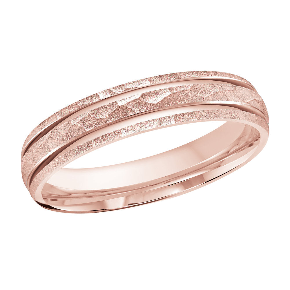 M3-393 18K - Pink Gold 4mm Hammered