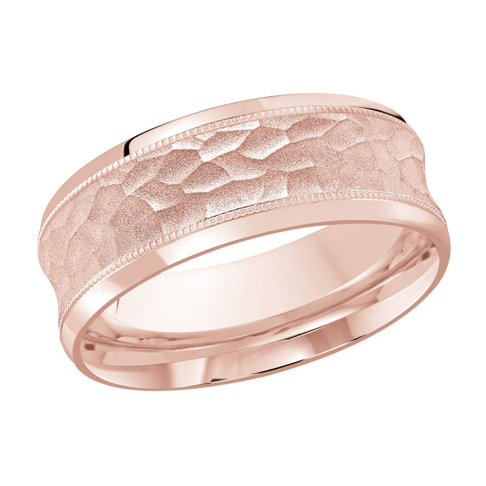 M3-688 Platinum - Pink Gold 8mm Hammered