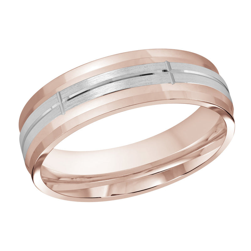 M3-693 18K - Pink / White Gold 6mm Satin