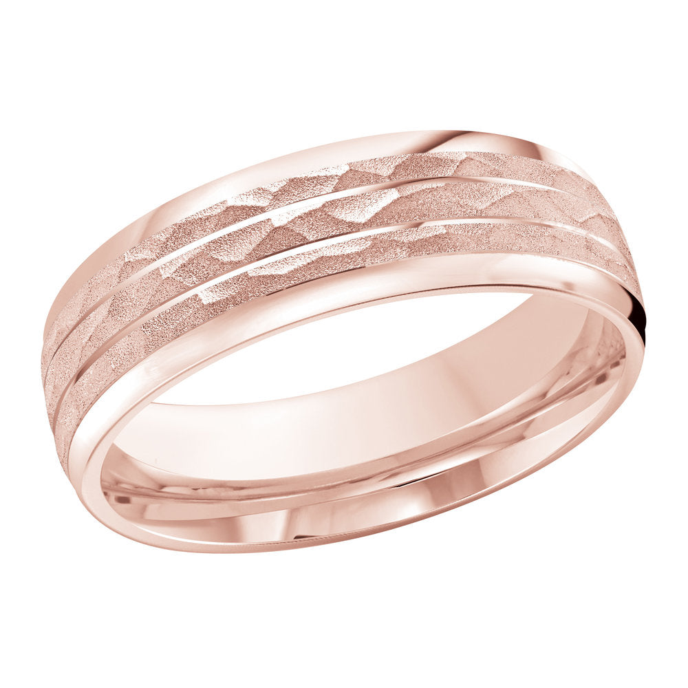 M3-722 Platinum - Pink Gold 7mm Hammered