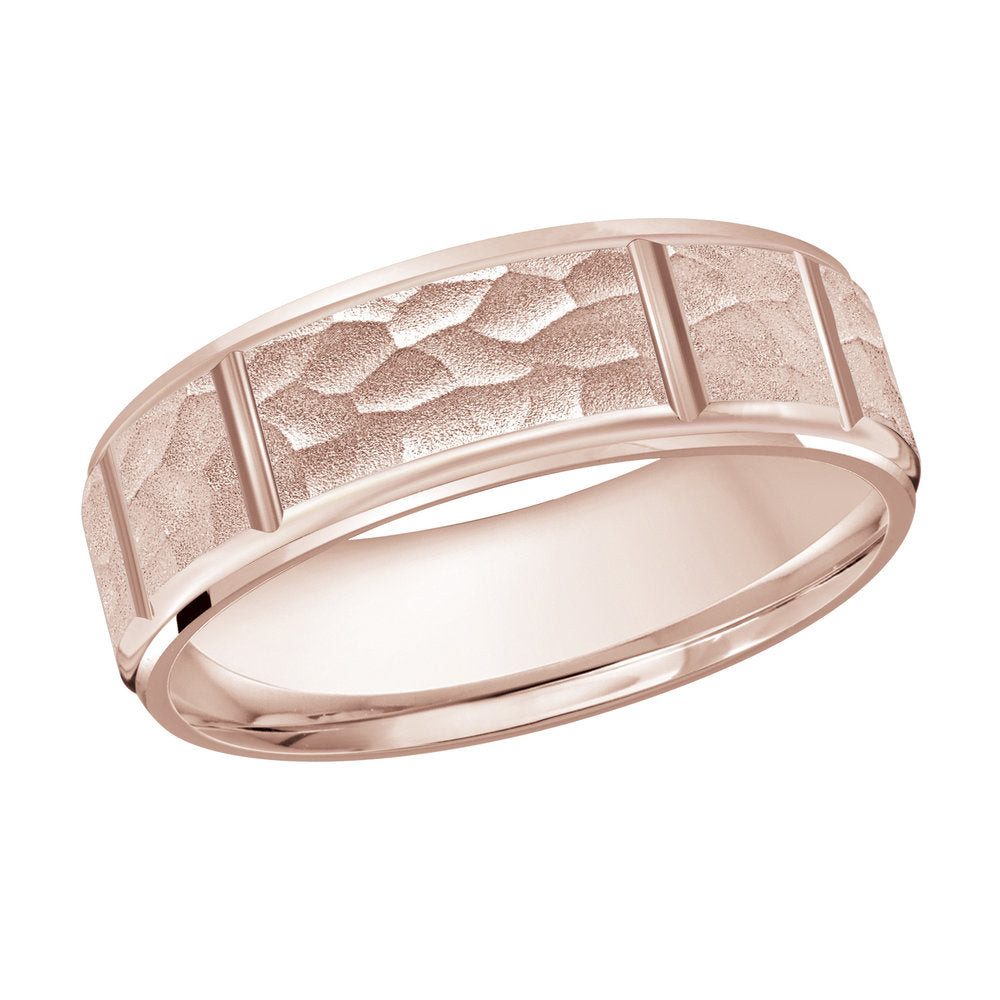 M3-805 Platinum - Pink Gold 7mm Hammered