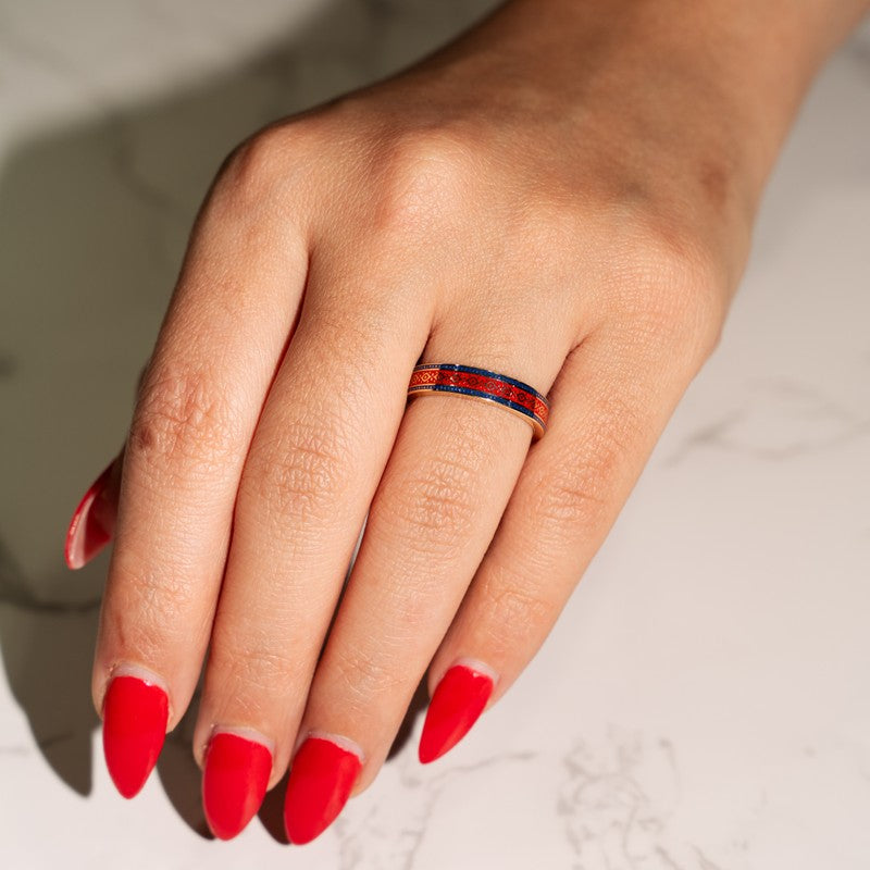 Persian Rug Ring in 14k Yellow Gold and Ceramic