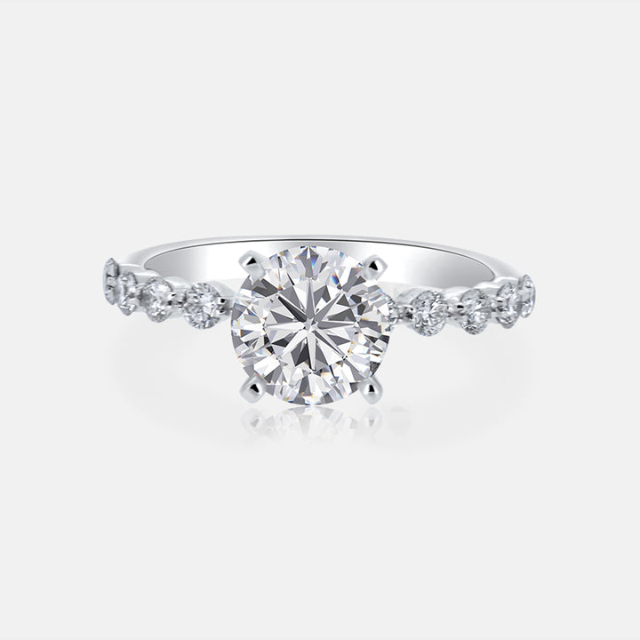 Bubble band round diamond engagement ring in 14K white gold