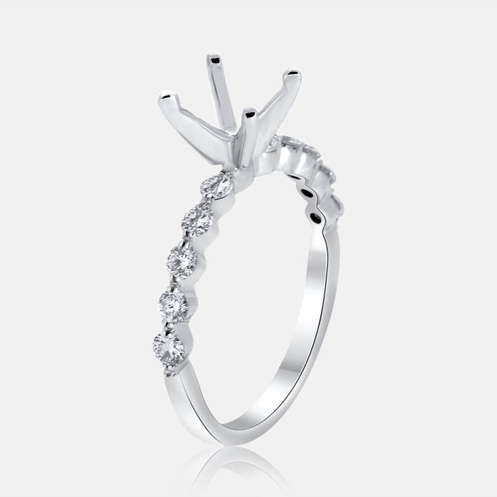 bubble band shared prong engagement ring in 14K white gold