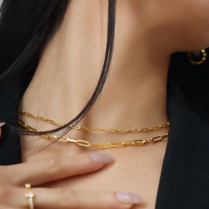 Dainty Paper Clip Chain in 14 Karat Yellow Gold