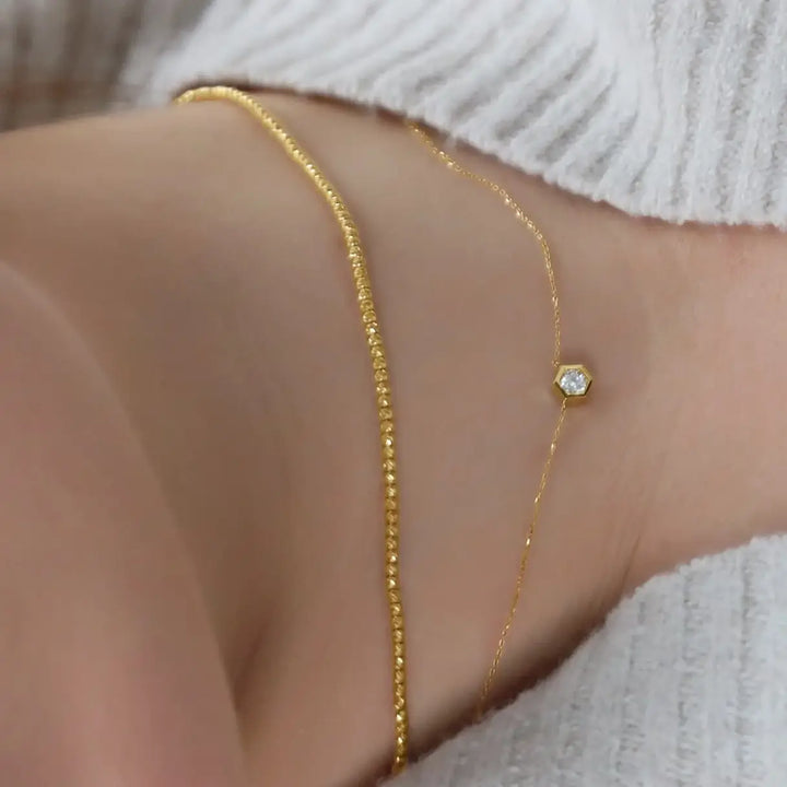 Choker Bead Necklace in 14 Karat Yellow Gold