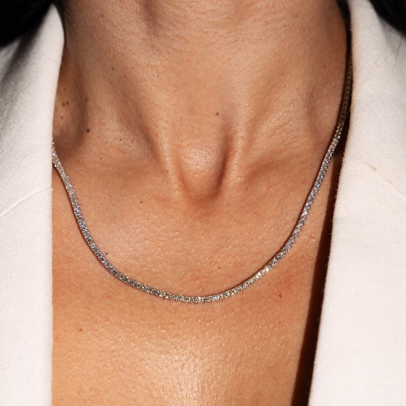 Women's Straight Line tennis necklace | 7.97 cts. 14K white gold