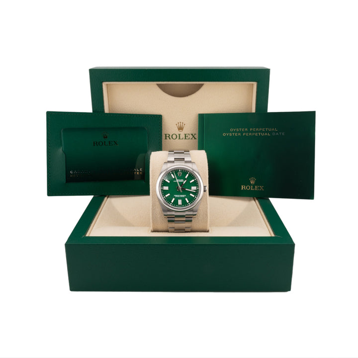 Rolex 124300 Green Dial Oyster perpetual   with a Rolex box and Rolex warranty card 