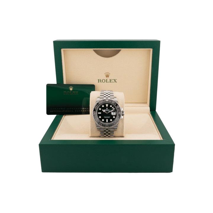 Rolex 126710GRNR GMT Master II Bruce Wayne with rolex warranty card and rolex box