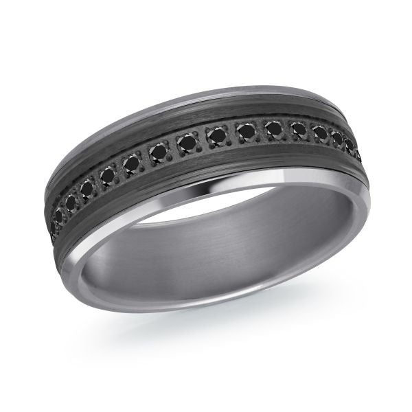 TANT-066 Tantalum 8mm - Black with Diamonds