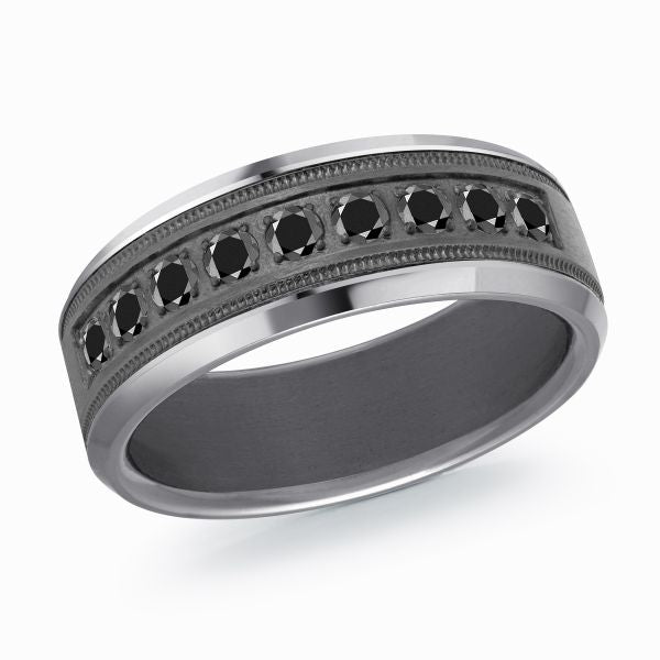 TANT-068 Tantalum 8mm - Black with Diamonds