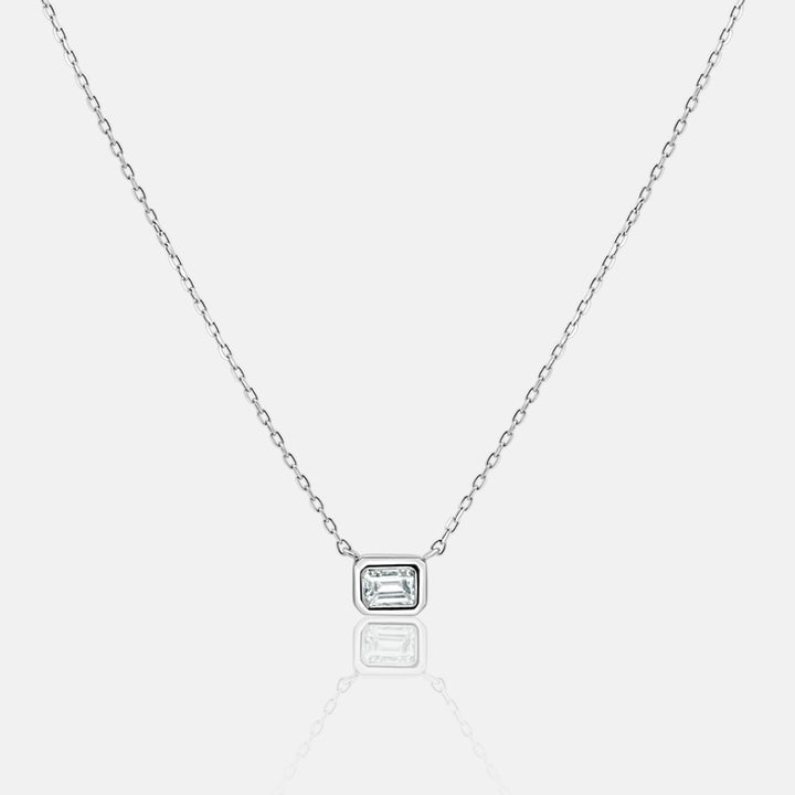 East West Emerald Diamond pendant in 18K White Gold